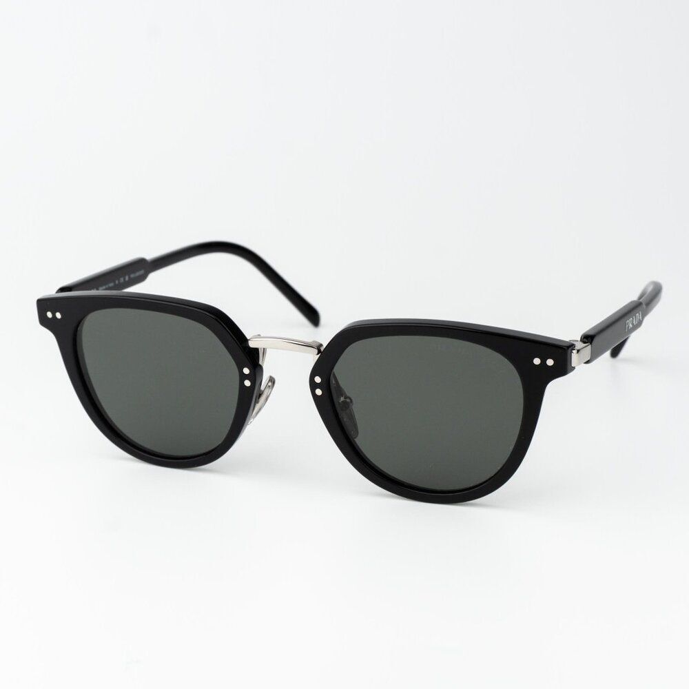 Prada Women Sunglasses Black Green Polarized Oval PR17YS 1AB03R BRAND NEW